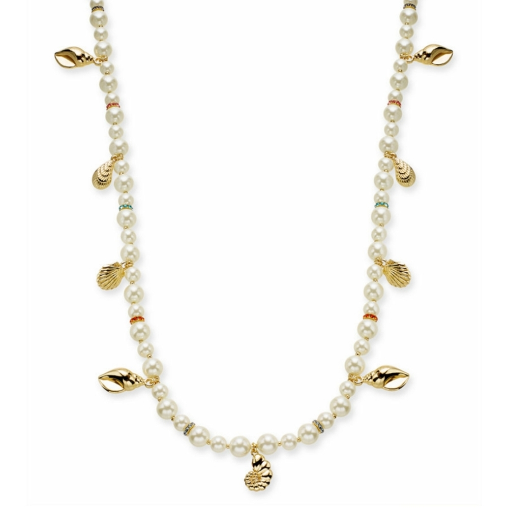 CHARTER CLUB PAVE GOLD TONE PEARL BLEND NECKLACE NWT